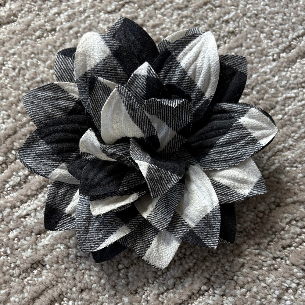 Talbots Black and White Checkered Brooch
